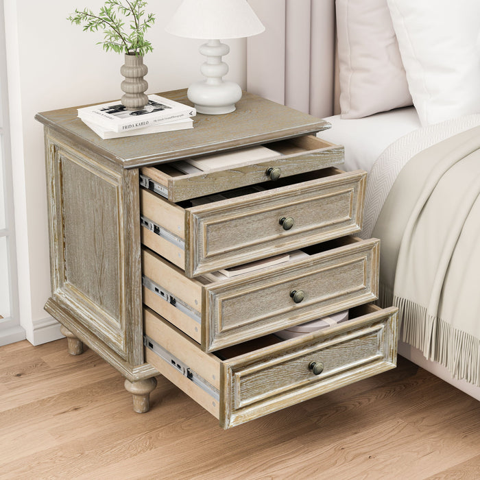 Farmhouse Nightstand With 4 Drawers
