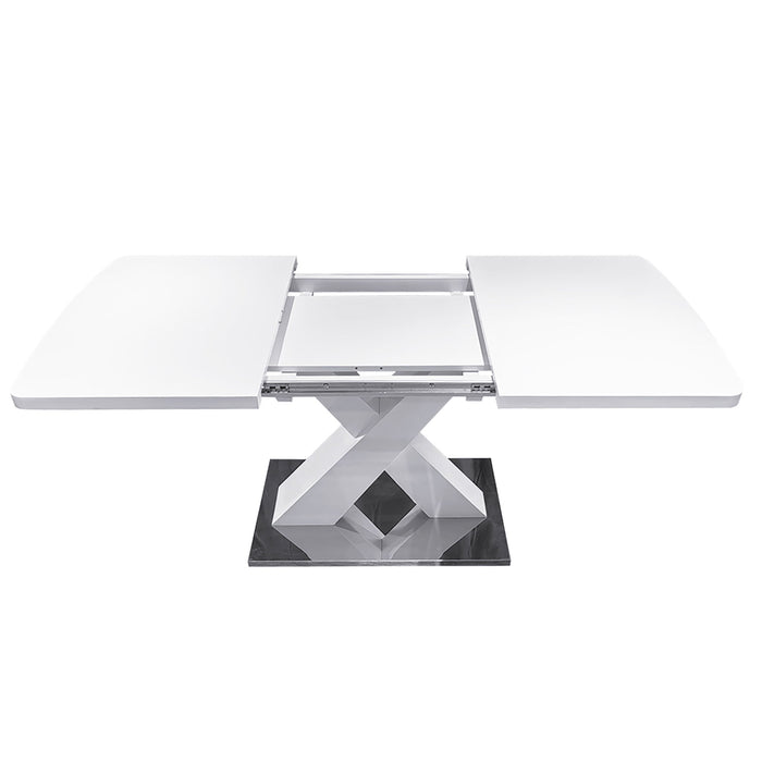 Rectangle Dining Table, Stretchable, X Shape Legs - White