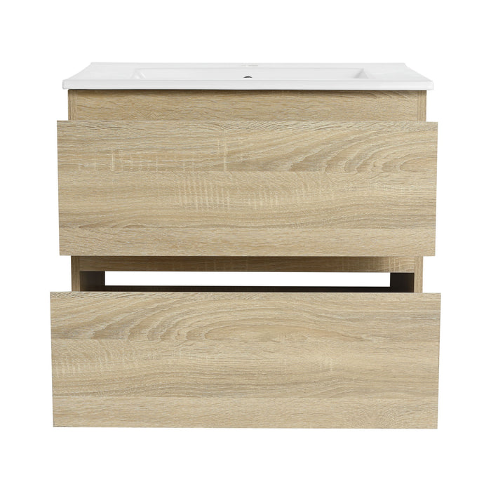 Wall Mounted Bathroom Vanity & Sink, 2 Soft Close Drawers
