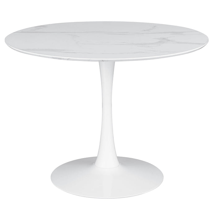 Round Dining Table With Pedestal Base - White