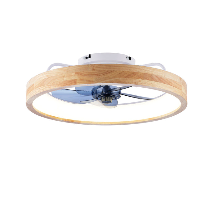 Ceiling Fans With Lights And Remote, 3000 - 6500K Dimmable Flush Mount LED Fan Light, 6 Speeds, Quiet DC Motor For Living Room - Matte White / Natural Wood