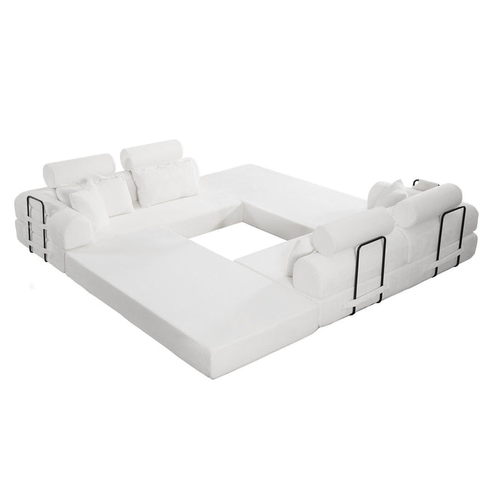 Modern L-Shape Modular Sectional Sofa, Compressed Design