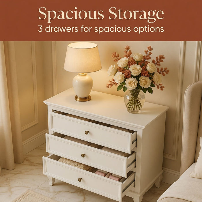 3 Drawer Dresser - White