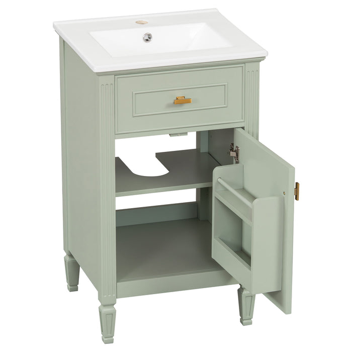 Bathroom Vanity With Sink, Adjustable Shelf, Tilt-Out Drawer