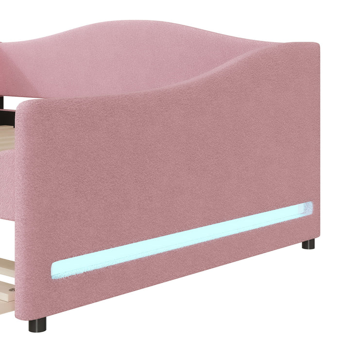 Upholstered Daybed With Light And Trundle