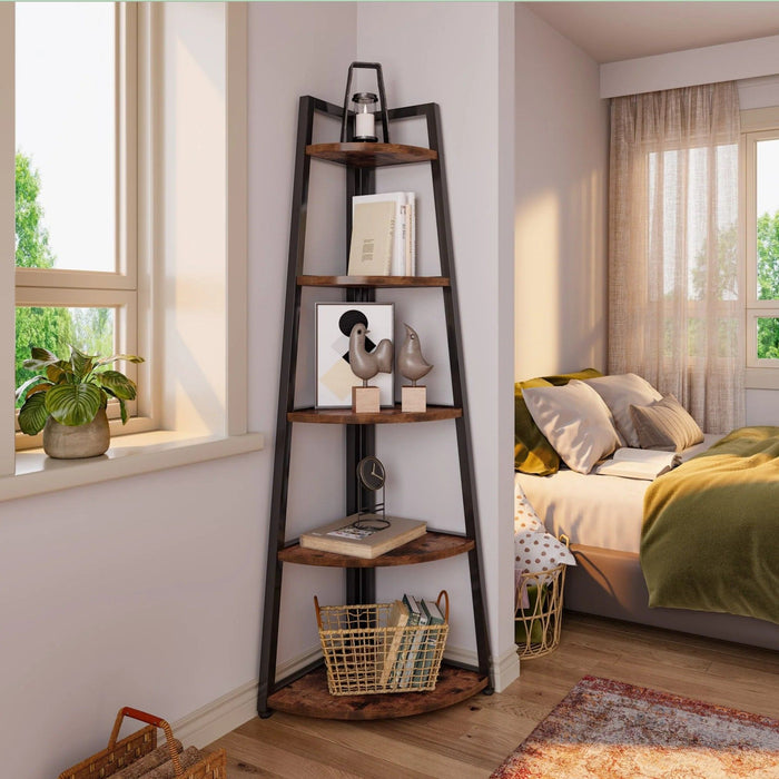 Tall 5 Tier Corner Bookshelf For Living Room