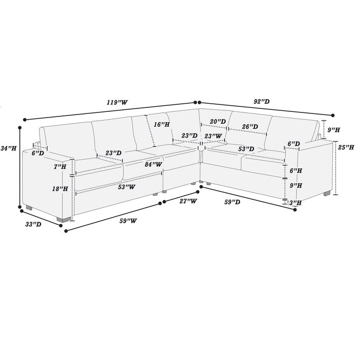 L-Shaped Sectional Set For Living Room