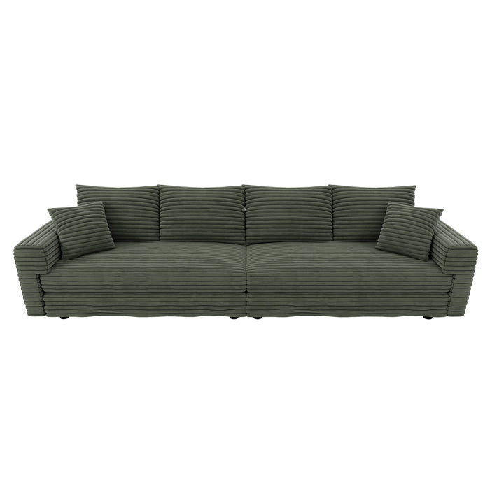 Convertible Deep Seat Sofa With Soft Pillows And Ottomans