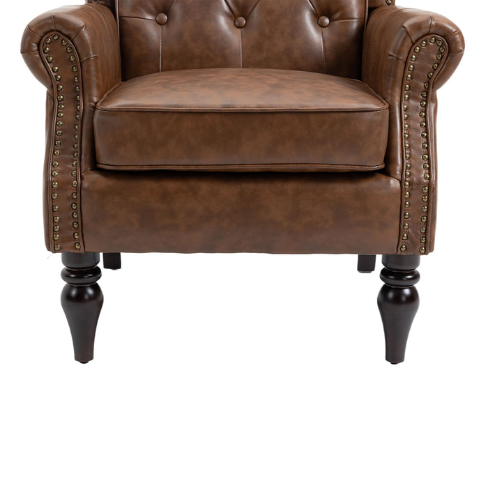 Modern Accent Armchair With Sturdy Wood Legs