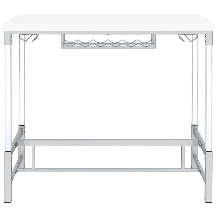 Tonneson - Bar Table With Trestle Base And Wine Storage - White