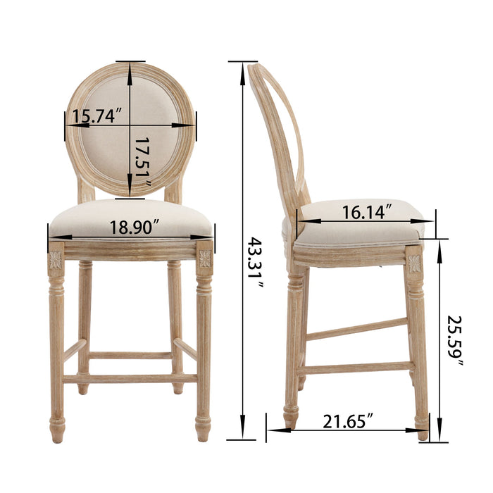 French Country Bar Chairs & Round Back (Set of 2)