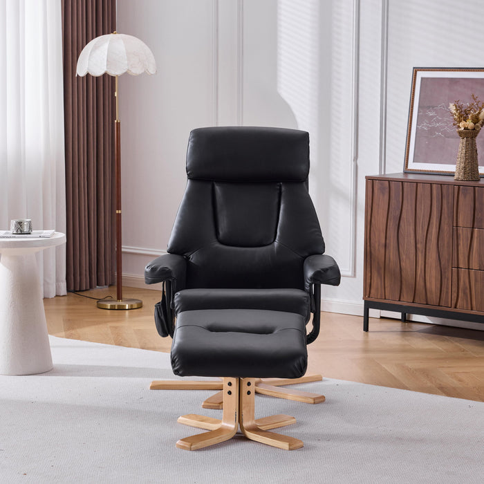 Upholstered Heated Massage 360° Swivel Accent Chair With Ottoman