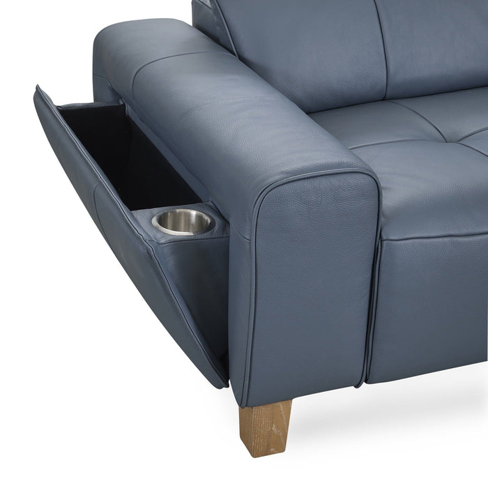 Alea - Leather Power Recliner Sofa - Blue