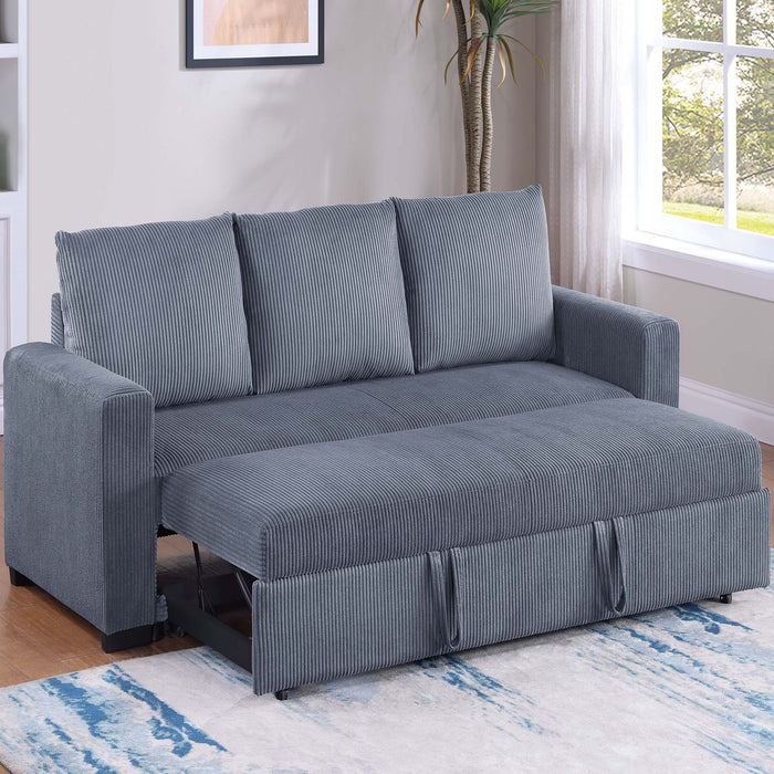 Convertible Sleeper Sofa With Pull Out Bed, Upholstery, Square Arms - Dark Gray