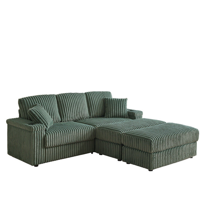 3 Seater Sofa With 2 Ottomans For Living Room