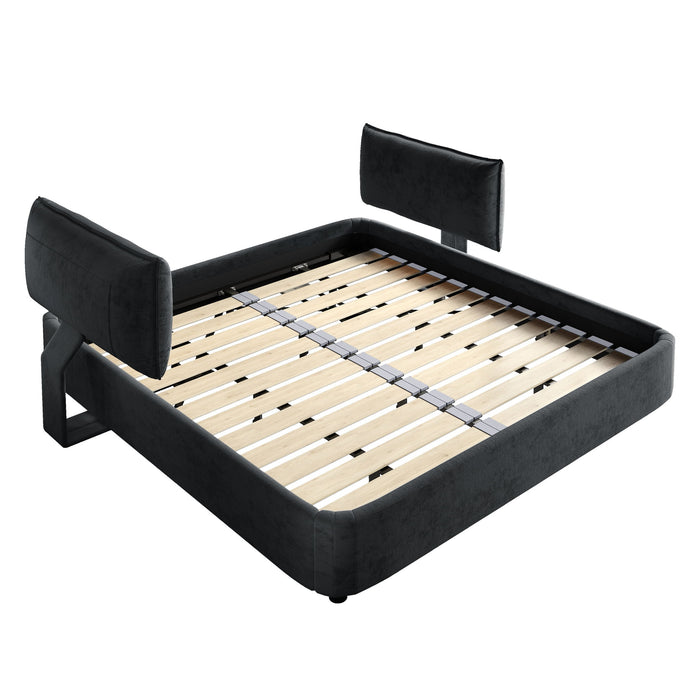 Cloud Bed Frame With Oversized Padded Movable Headboard