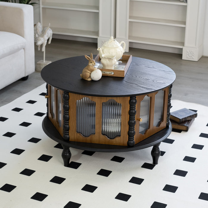 Round 3 Door Storage Coffee Table For Living Room