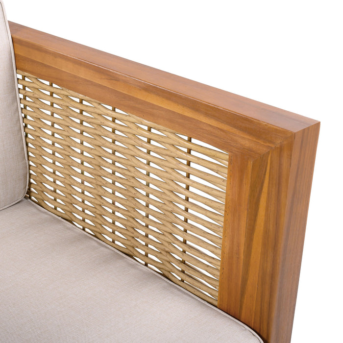 Outdoor Club Chair With Wicker Armrest