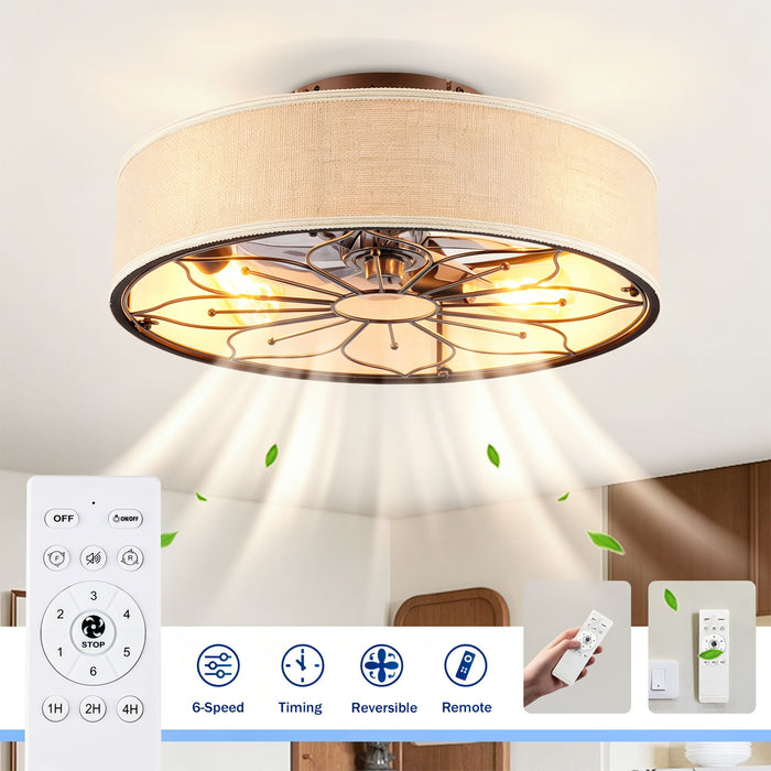 Lotus Bladeless Ceiling Fan With Remote Control For Living Room - Matte Black