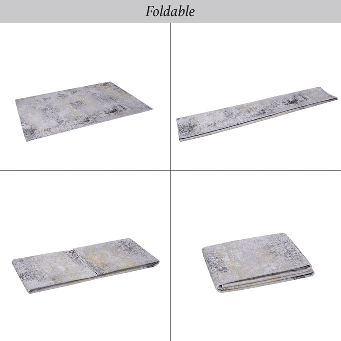 Maval - 8' X 10' Area Rug Washable - Gray / Gold