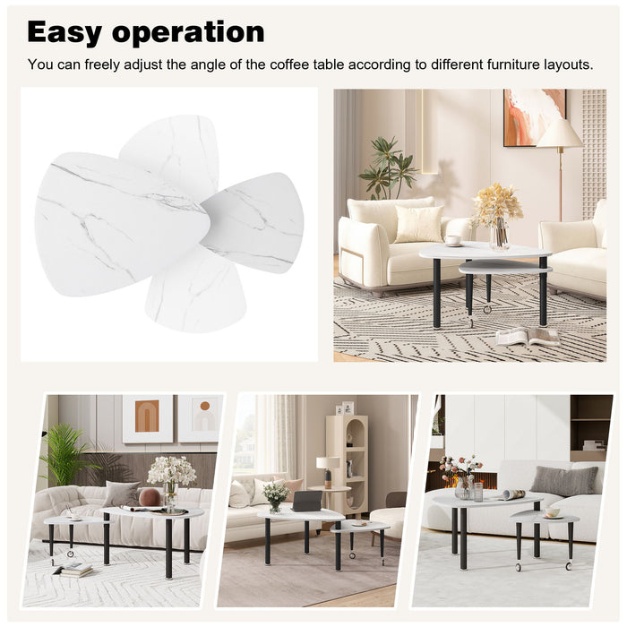 360 Degree Rotatable Coffee Table With Solid Legs