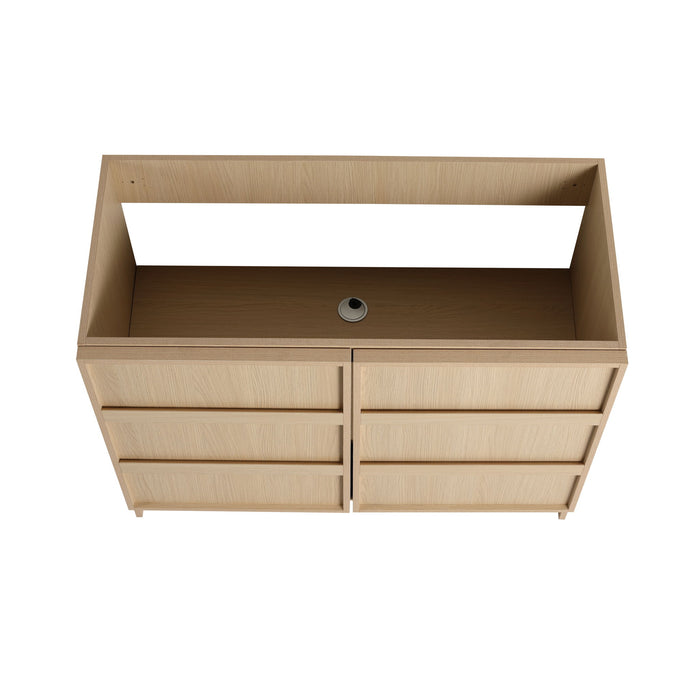 42" Freestanding Bathroom Vanity & Sink & 2 Soft Close Cabinet Doors - Oak / White