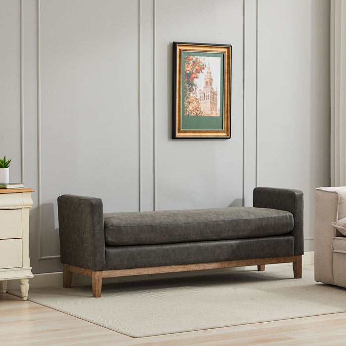 Upholstered End Of Bed Bench With Arms & 2 Bolsters For Bedroom