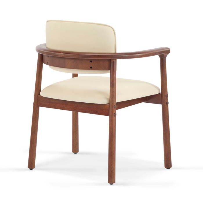 Dining Room Chairs, Ideal For Home & Kitchen (Set of 2) - Beige / Dark Walnut