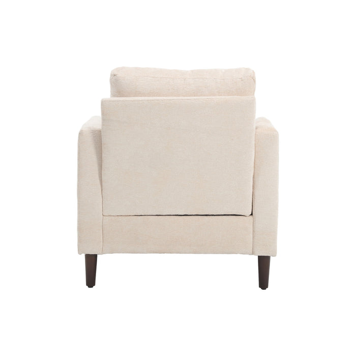 Modern Mid Century Wood Frame Armchair With Tufted Design