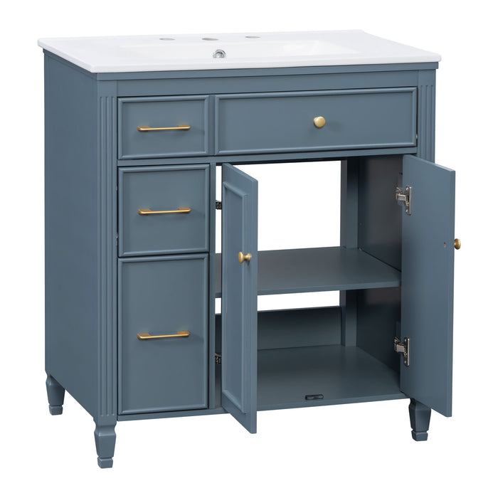Freestanding Bathroom Vanity With Sink, Soft Close Door, Tip Out Drawer