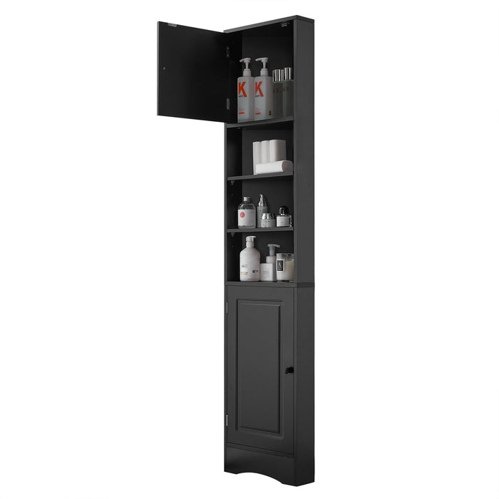 Multi Functional Corner Cabinet With Adjustable Shelves And 2 Doors