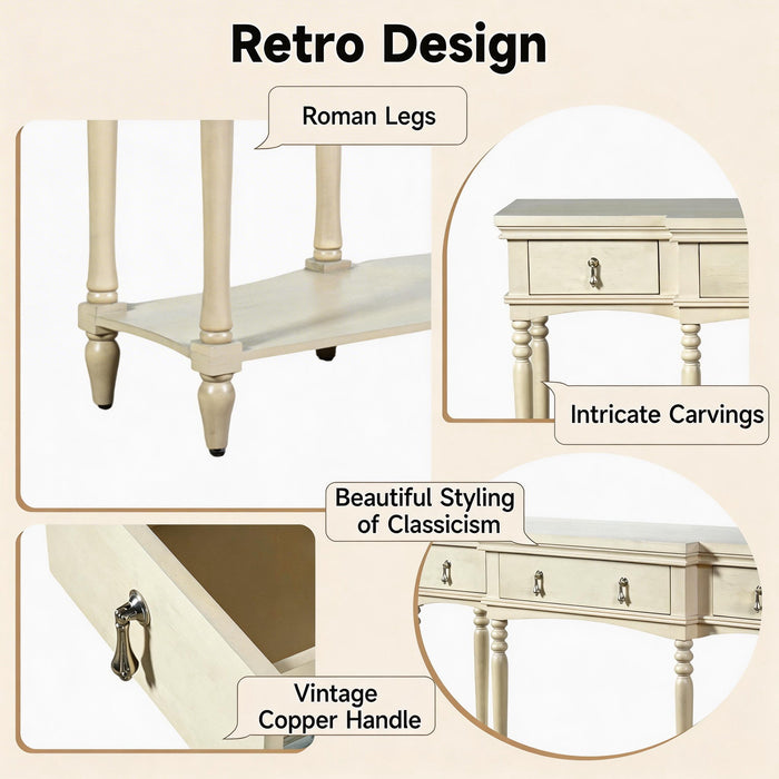 Retro Console Table With 3 Soft Close Drawers