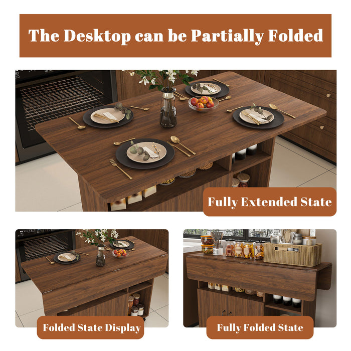 Multi Functional Folding Table With Storage Shelves And Wheels