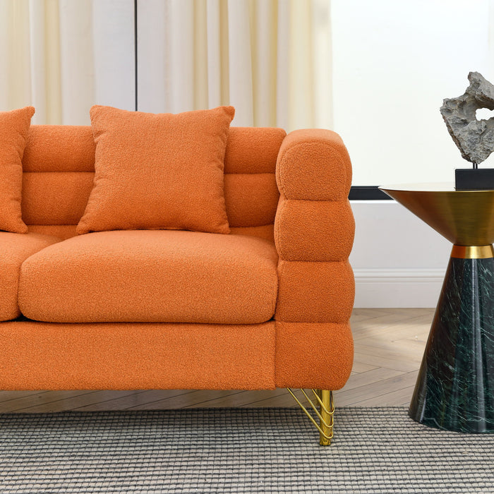 Oversized L - Shaped Corner Sofa, 5 Seater Sectional With 3 Cushions, Living Room Furniture - Orange