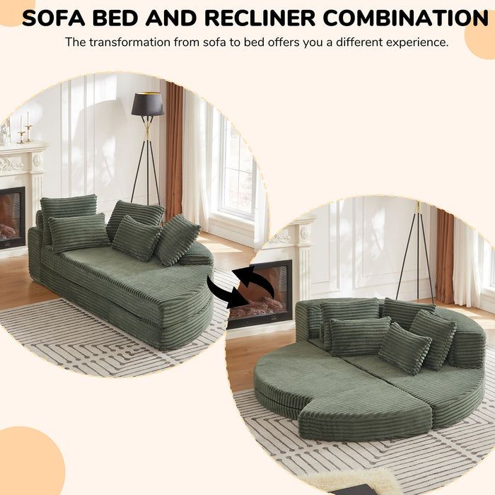 Semi Circular 2 In 1 Sofa Bed With Neck Pillow