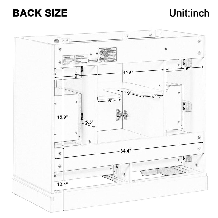 Modern Bathroom Vanity With Sink, 6 Drawers, Adjustable Shelf