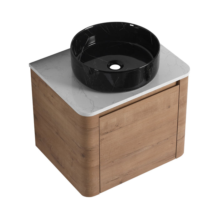 Wall Mounted Bathroom Vanity With Art Sink & 1 Soft Close Door