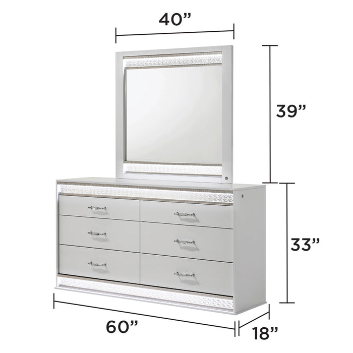 Glam - 6 Drawer Dresser & LED Lighting (Includes Dresser Only) - White
