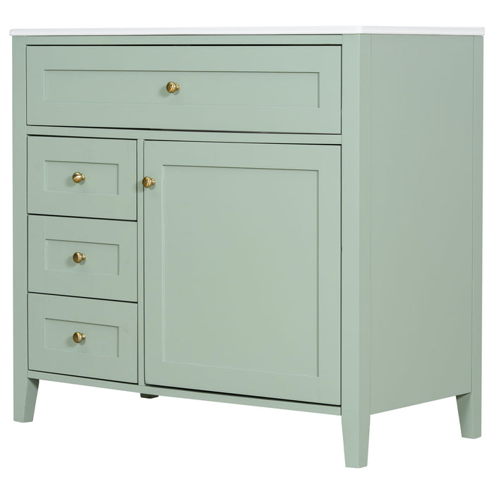 Bathroom Vanity With Sink, 3 Drawers & Cabinet With Adjustable Shelves