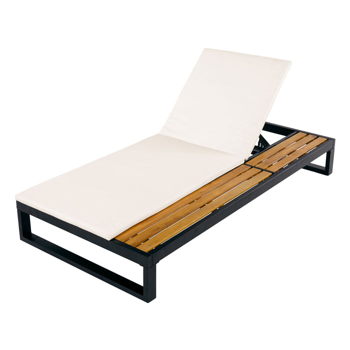 Chaise Lounge Set, 5 Position Adjustable, Flat Side Surface Storage