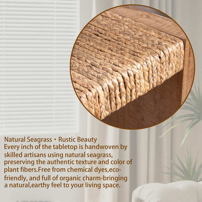 Console Table, Handwoven Top - Antique Natural / Natural