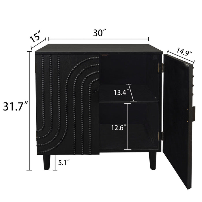 2 Door Storage Cabinet With Adjustable Shelf - Black
