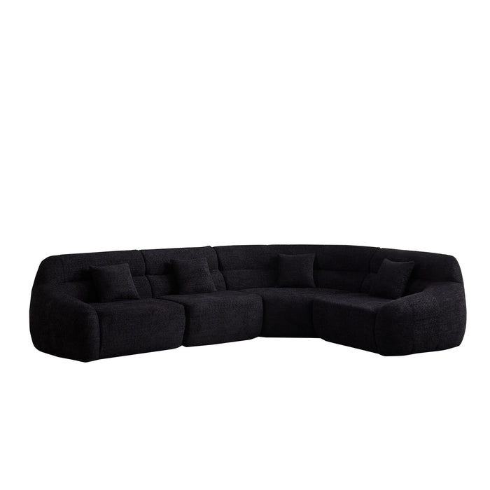 Luxury Curved Corner Sectional Sofa With 4 Pillows