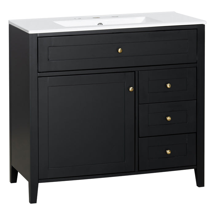 Bathroom Vanity With Sink, Cabinet With 3 Drawers And Adjustable Shelf
