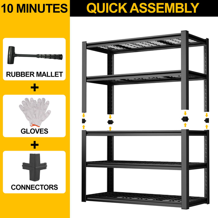 Garage Storage Rack, 5 Layer Adjustable Shelving Unit For Warehouse - Black