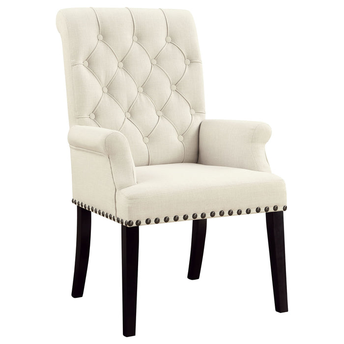 Vaughn - Upholstered Dining Chair With Tapered Legs And Nailhead Trim - Beige