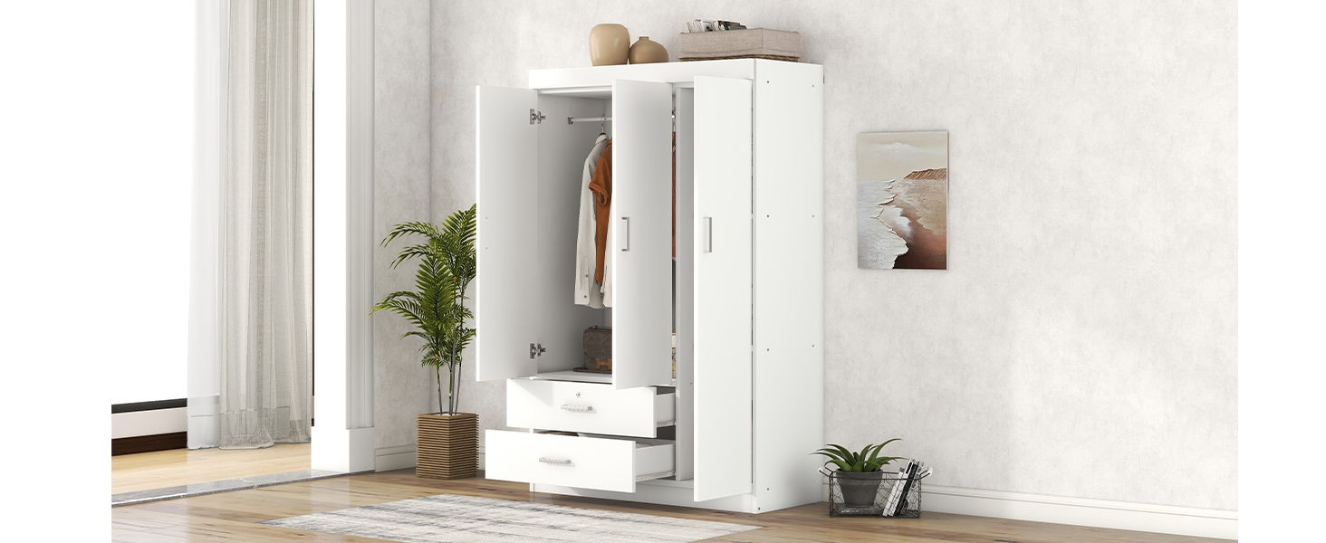 3 Door Wardrobe With 2 Drawers