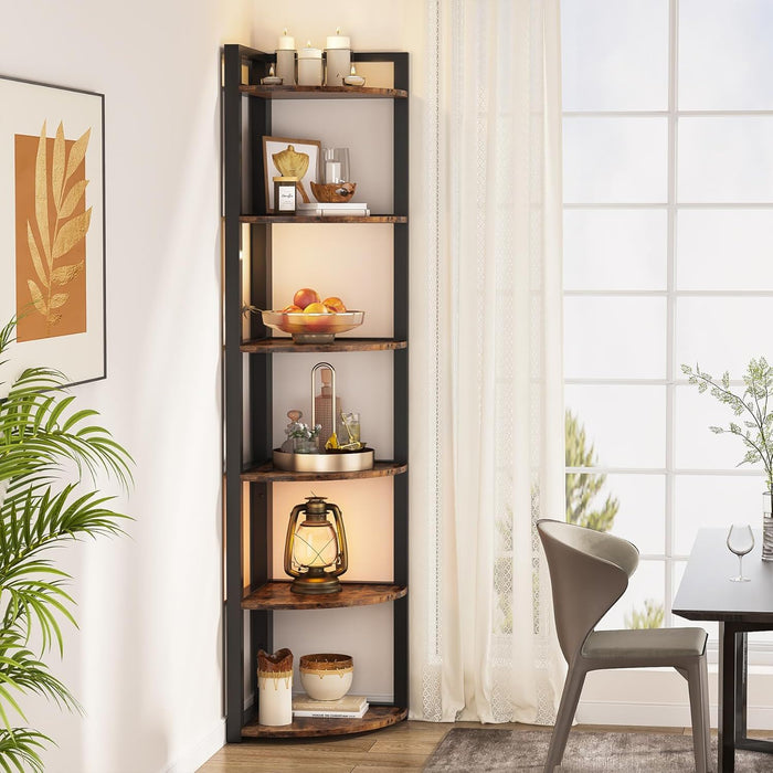Tall 6 Tier Corner Bookshelf For Living Room