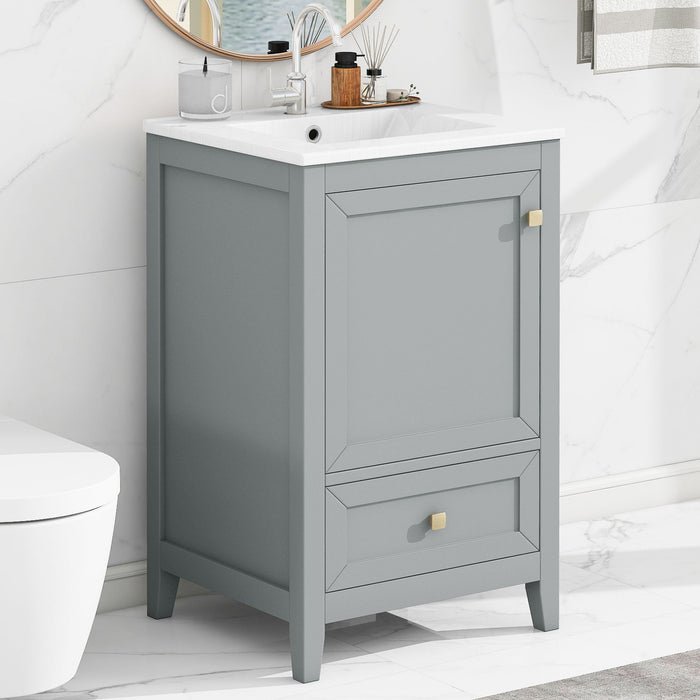 Bathroom Vanity With Sink, Soft Closing Cabinet Door, Storage Rack And Drawer