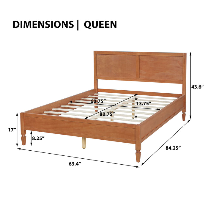 Classic Platform Bed Frame With Panel Headboard